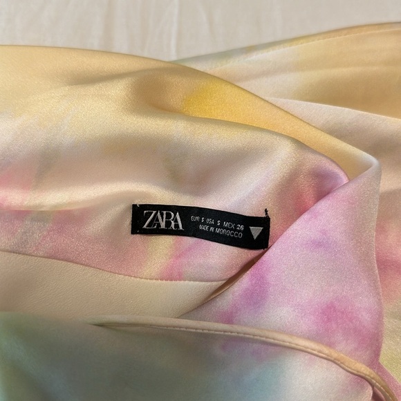 NWOT Zara Tie Dye Satin Halter Strappy Open Back Dress in Tie Dye Size S - Picture 8 of 8